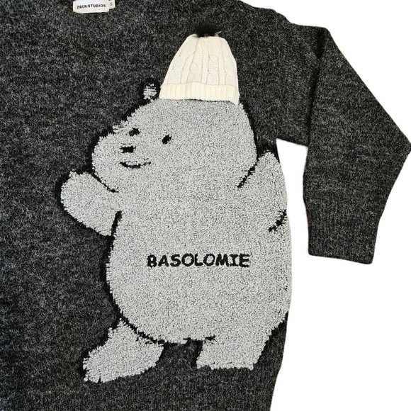 Mens Harajuku Oversize Gray Teddy Bear Sweater Dark Gray Small Wool Mohair Blend - Picture 7 of 14